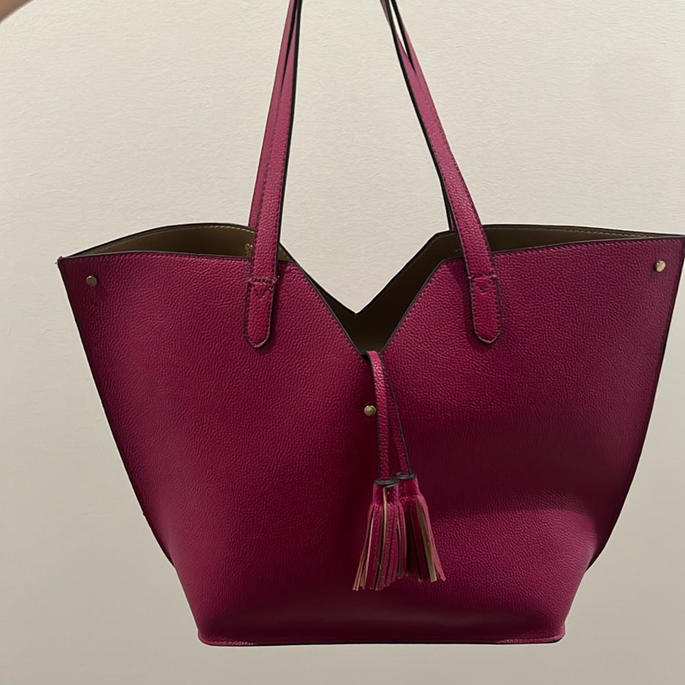 Neiman Marcus fuchsia faux leather bag